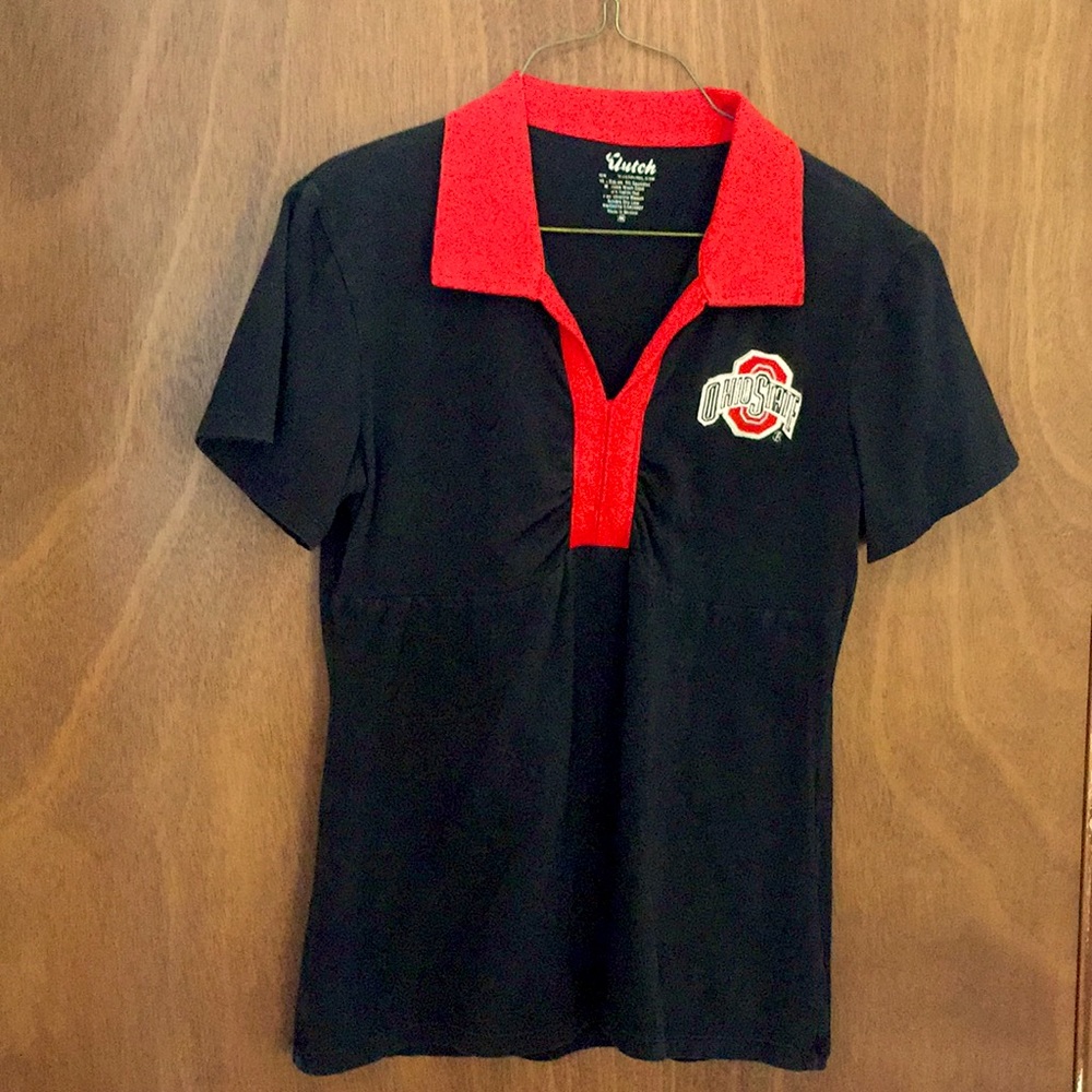 Women’s SS Polo, Med, The OSU-Buckeye, Collared Shirt
